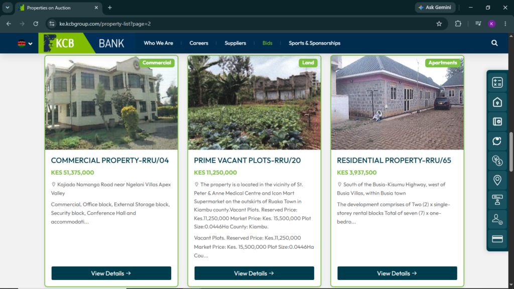 KCB auction site